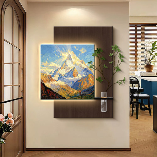 法式复古日照金山玄关装饰画