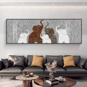 吉象如意客厅装饰画现代简约横版大气沙发背景墙挂画轻奢高档壁画