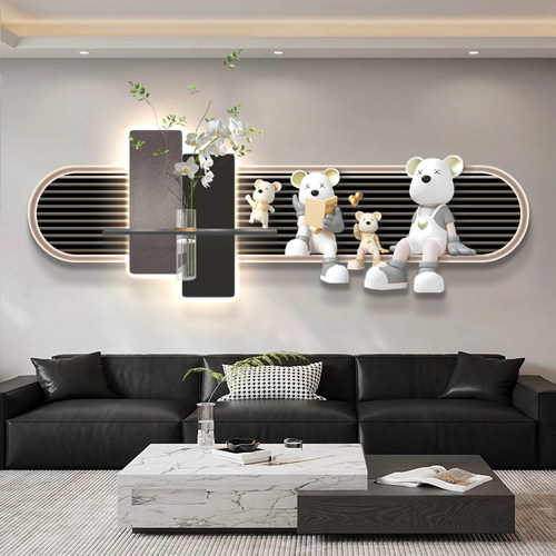 暴力熊客厅装饰画水培绿植高级感