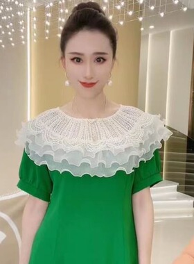 搭配吊带裙夏百搭短款网纱坎肩上衣的罩衫女超仙蕾丝斗篷小披肩女