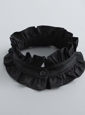 黑色荷叶边假领子女士百搭装饰立领配裙子假衣领