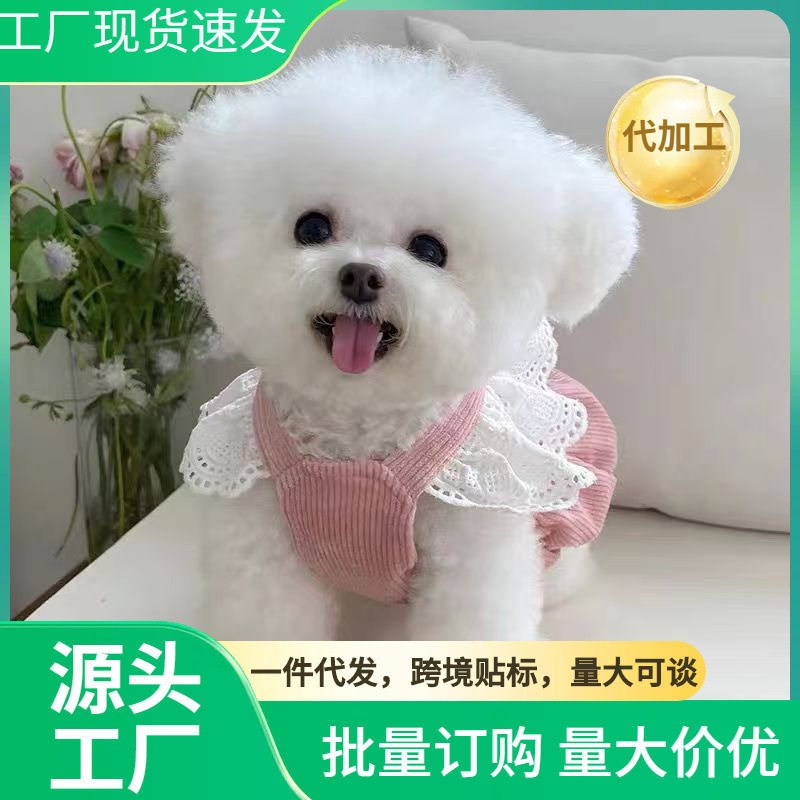 宠物衣服秋冬新款灯芯绒南瓜裙牵引扣泰迪比熊狗狗猫咪丝裙