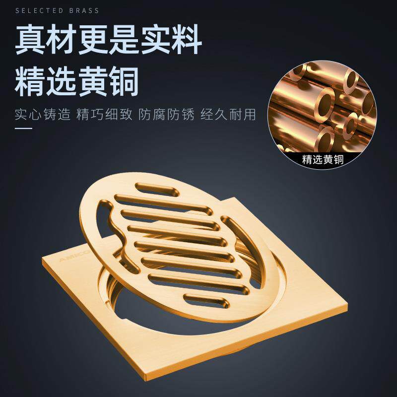 埃美柯amico全铜防臭卫生间浴室专用头发防堵防反溢水地漏bp9210