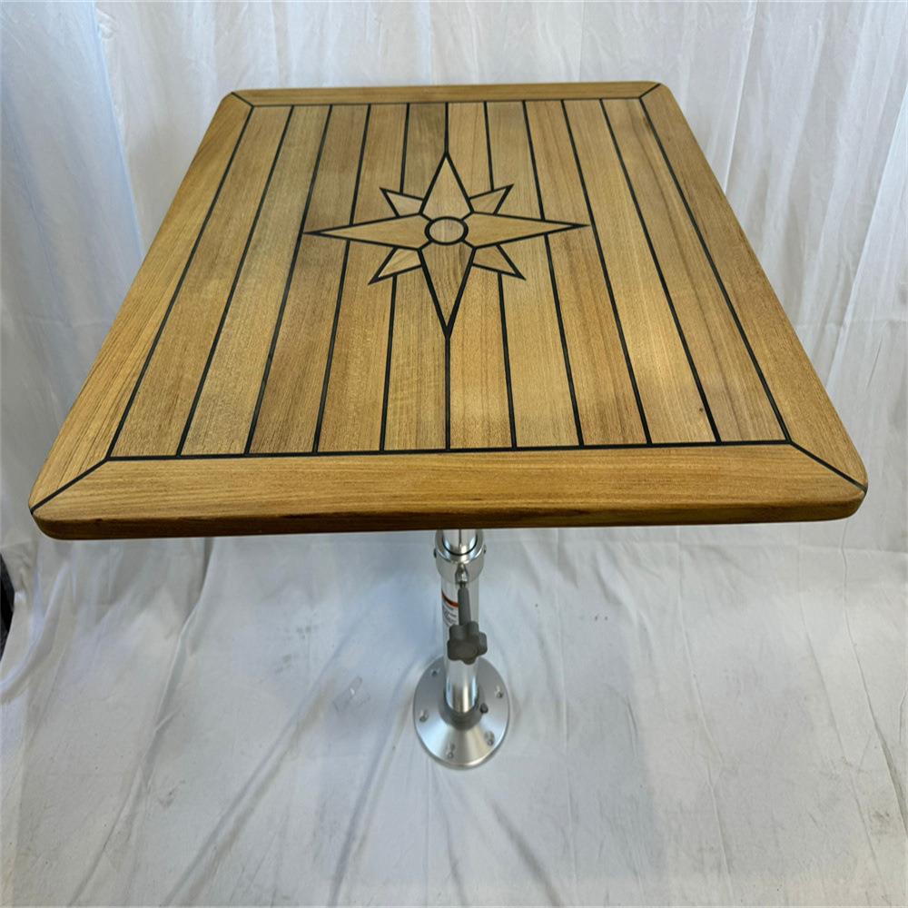 正方形圆角柚木桌面台面星形图案650*650mm游艇房车配件 跨境热销