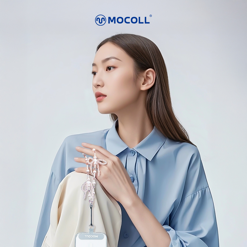 MOCOLL摩可蝶梦手机挂绳挂链挂件挂饰仿施华洛玻璃珍珠手机链防丢安全绳手机壳手腕款轻奢小众精致高级感