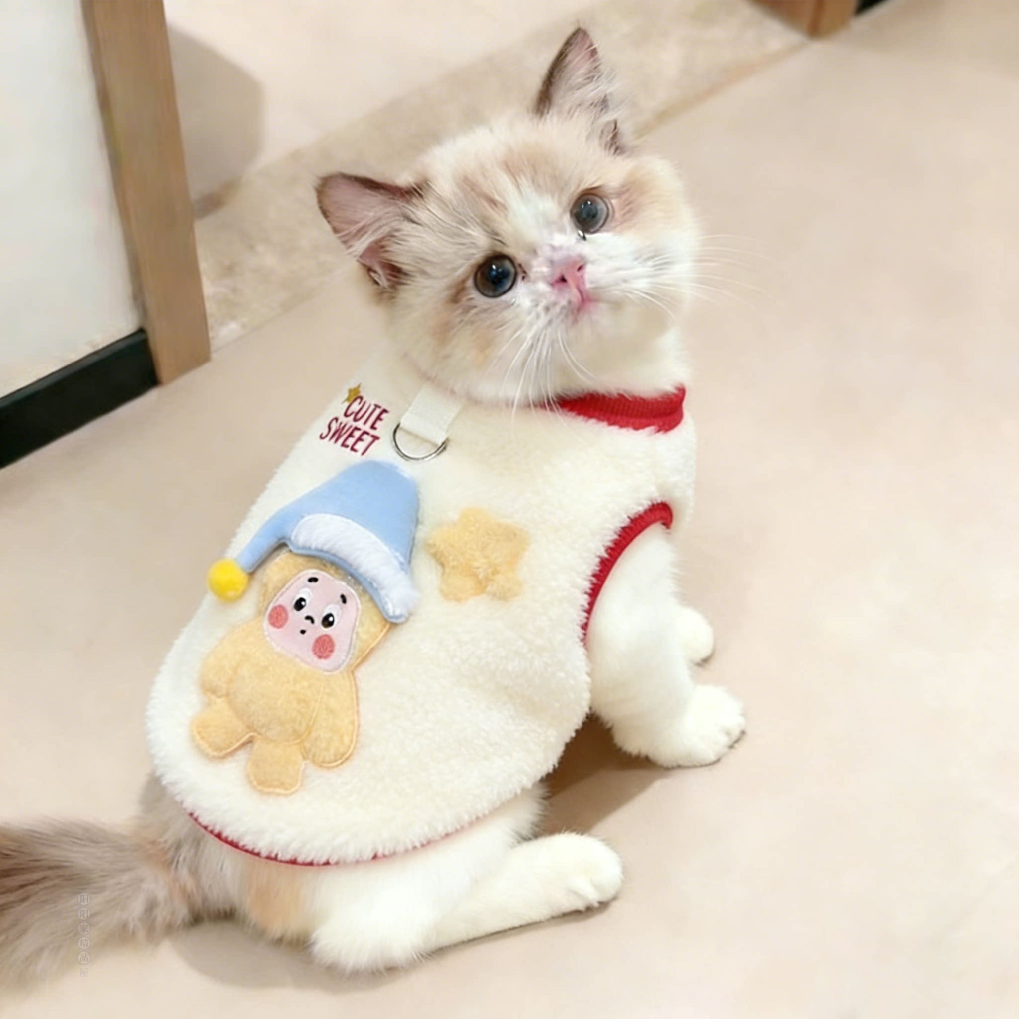 小猫圣诞节衣服冬季保暖可爱帽子公仔背心猫咪布偶金渐层冬天绒衣