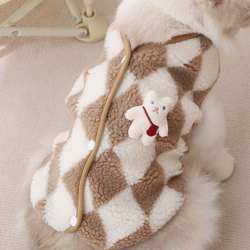 小猫咪冬天穿的衣服保暖马甲背心布偶猫舒适按扣式两脚衣宠物冬装
