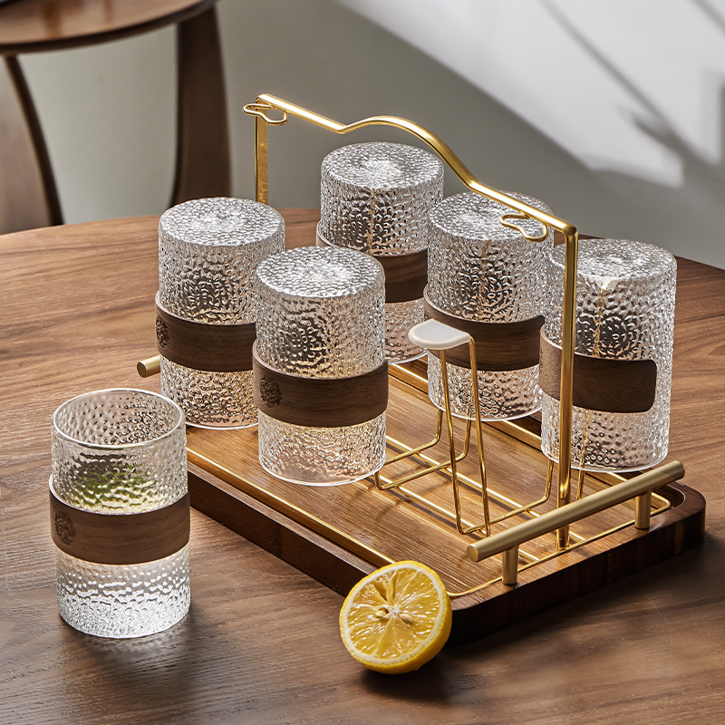 高硼硅玻璃杯家用高档大容量喝茶水杯具套装耐高温带木圈泡茶杯子-封面