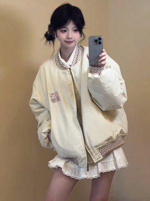 美式棉服女2025新款冬季棒球服情侣夹克棉衣超好看夹棉厚外套棉袄