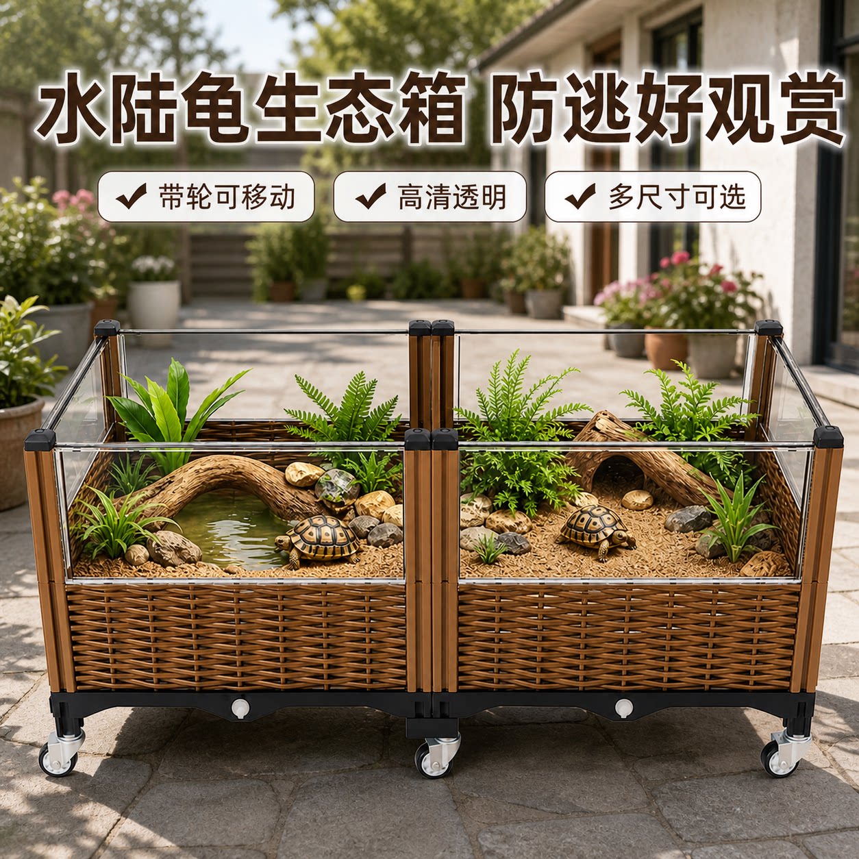 乌龟生态特大水陆饲养缸养殖箱家用黄缘半水龟专用种植箱造景全套图片