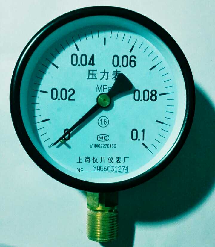 上海仪川仪表厂 可检测 y-100 0-0.1mpa 压力测量压力表 Φ100mm