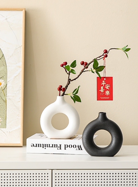 彷真绿植红果发财果玄关桌面装饰花瓶摆件客厅插花简约家居摆设