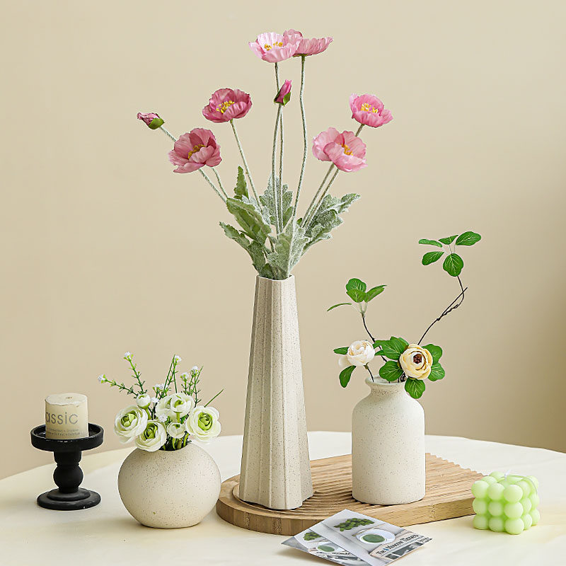 虞美人仿真花高级陶瓷花瓶摆件客厅插花假花花器餐桌装饰品,家居饰品,花瓶,淘宝优惠券,粉丝福利购,淘宝优惠卷