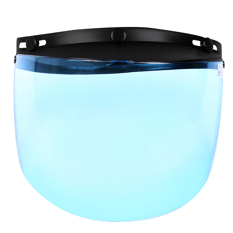 VAR电动摩托车复古三扣式头盔16厘米长面镜防晒防雨镜片到下巴