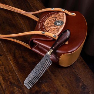 三只熊 纯手工镔铁花纹钢镔铁博物馆馆长张勇作品 战术铁梳子