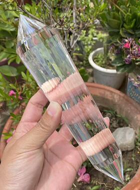 664克     218×50×31mm 天然巴西白水晶沃格尔双尖蓝针 48刻面