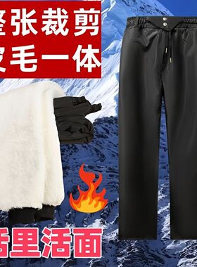 高腰深裆环保仿皮毛一体加绒裤子