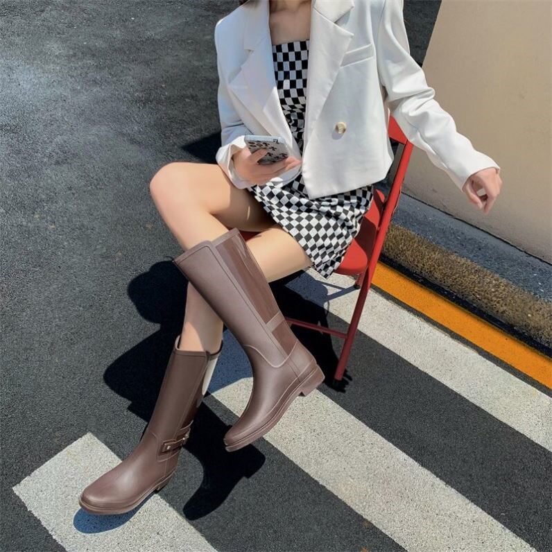 高筒雨鞋女款防水防滑时尚新款长筒雨靴日系成人胶鞋女士水鞋水靴