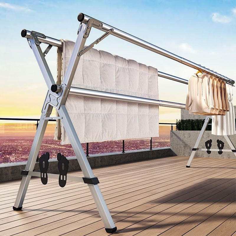 钢管晾衣架凉衣架晾衣杆阳台家用落地卧室户外挂衣服简易晒被水管