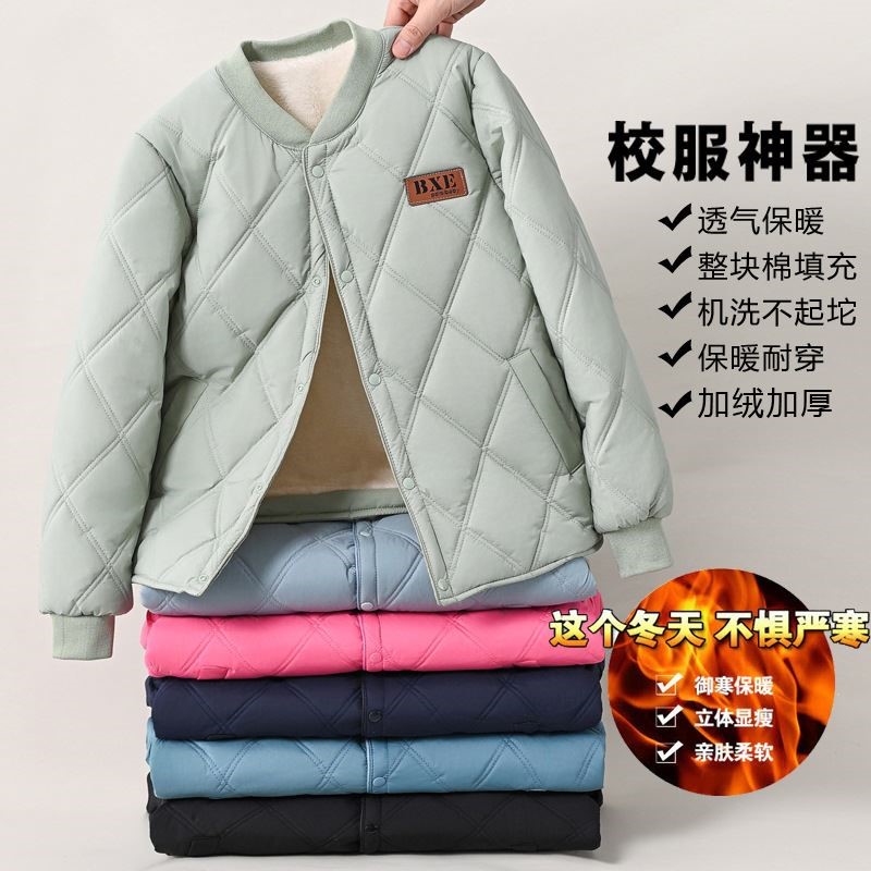 儿童加绒内胆校服神器男女童青少年保暖防寒棉衣中小内搭加厚棉袄