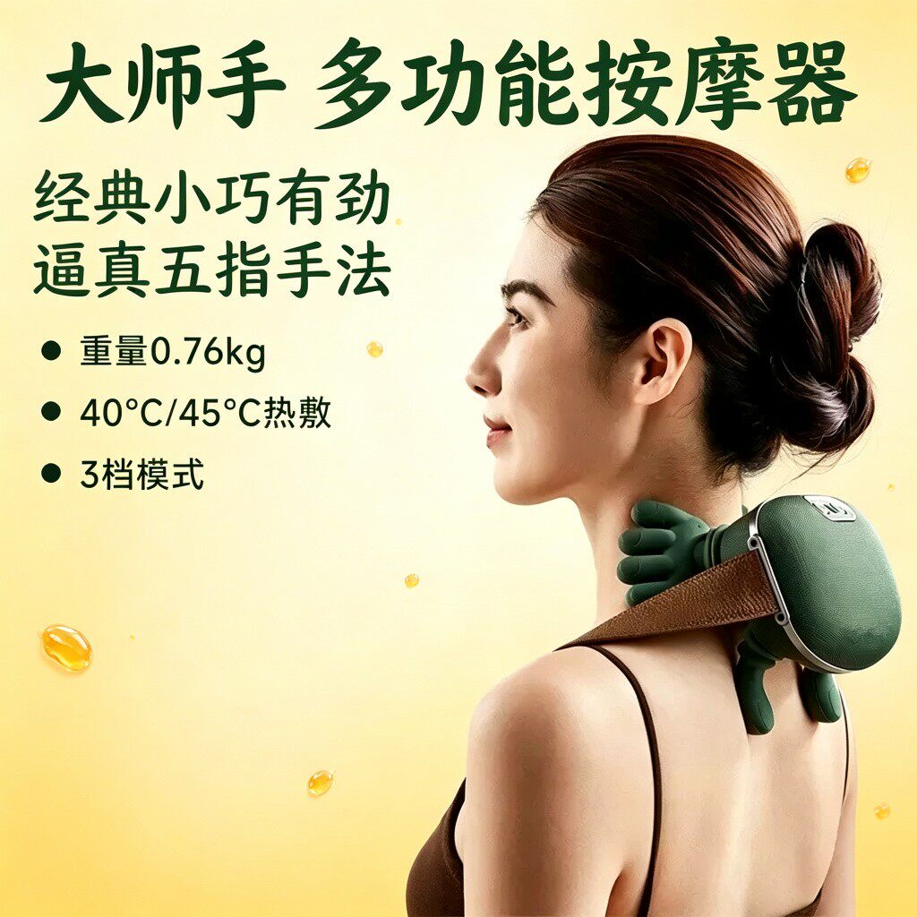 【全新升级3】大师肩颈按摩仪仿真人多功能家用加热揉捏按摩送礼