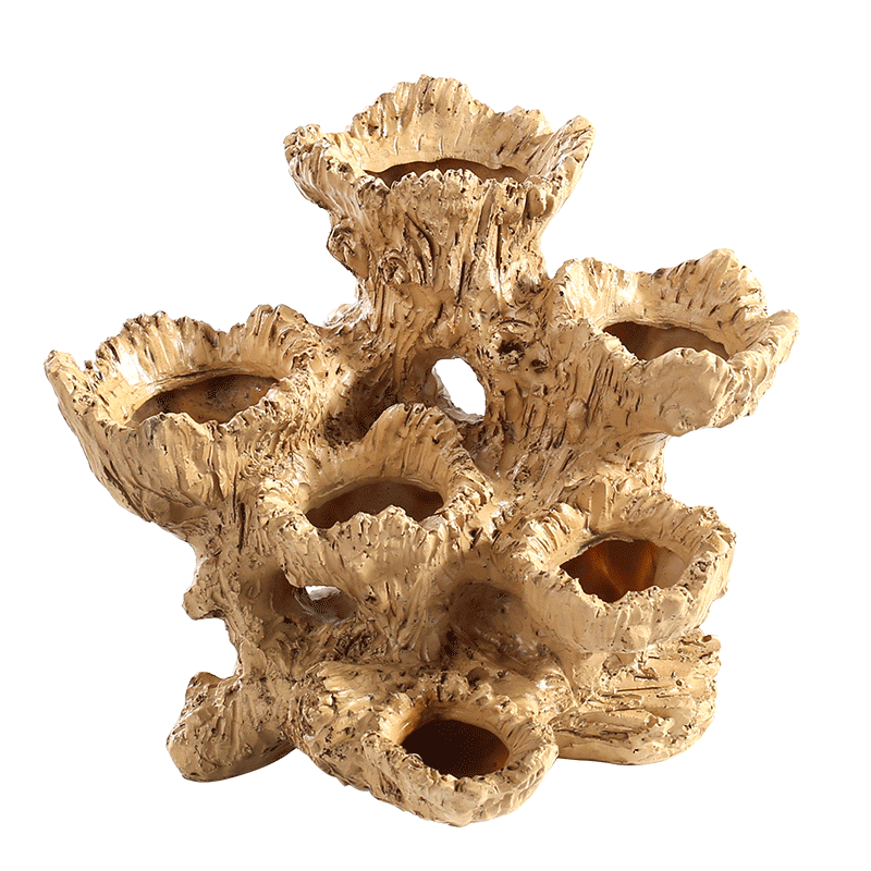 大號(hào)創(chuàng)意口徑長(zhǎng)方形仿木頭根雕枯木樁復(fù)古多肉花盆樹(shù)脂工藝品擺件