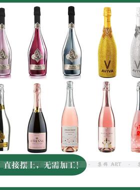 轻奢样板间仿真香槟酒空瓶起泡鸡尾酒柜装饰品摆件假红酒摄影道具