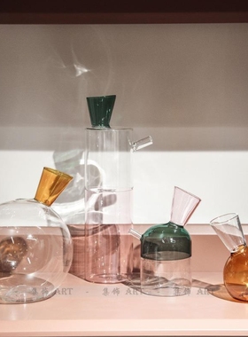 集饰 彩色高硼硅玻璃小摆件 厨房橱柜餐边柜软装饰品不规则水油壶