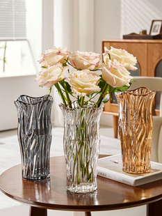 花瓶摆件客厅插花玻璃轻奢高级感水养郁金香百合玫瑰水培鲜花专用