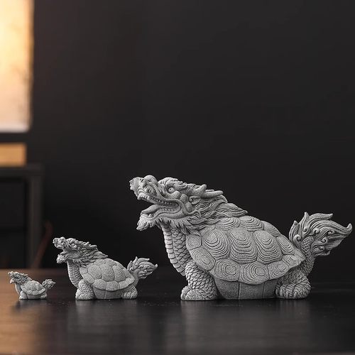青砂石创意龙龟玄武乌龟桌面茶宠摆件园艺盆景鱼缸造景工艺装饰品