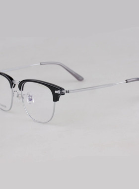 万家新款男女百搭透灰色眼镜架MB0364钛合金方形眉框商务近视镜框