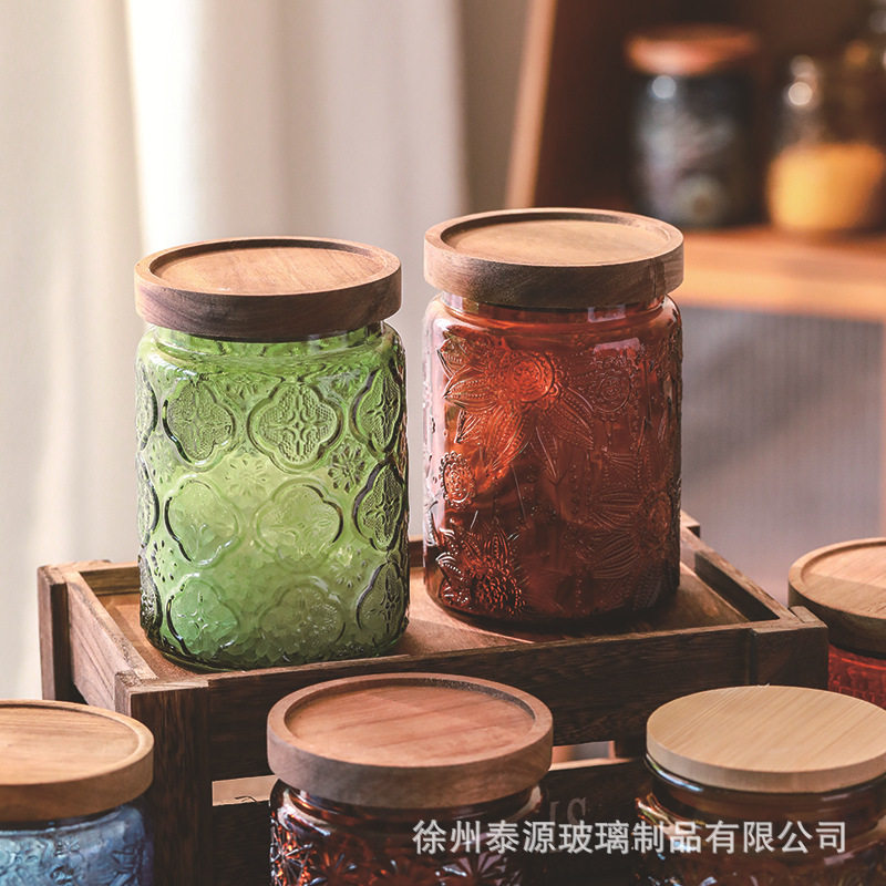 复古700玻璃密封罐彩色海