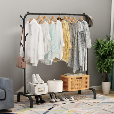 晾衣架落地卧室家用衣架室内阳台简易晾衣杆可移动折叠收纳挂衣架