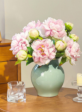 高档2头芍药牡丹仿真花中