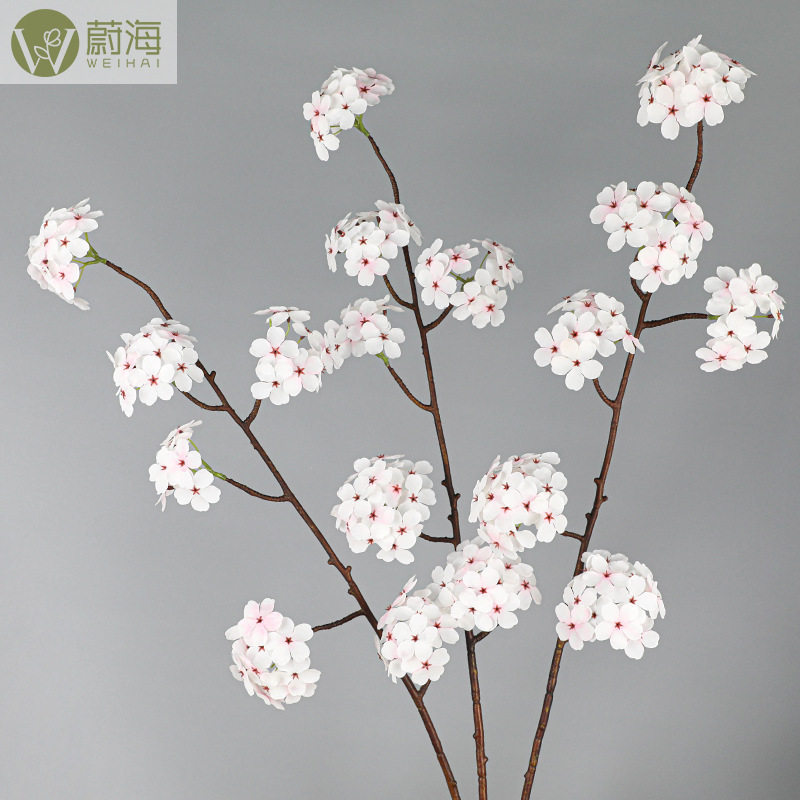 仿真单枝6头梨花绢布花婚