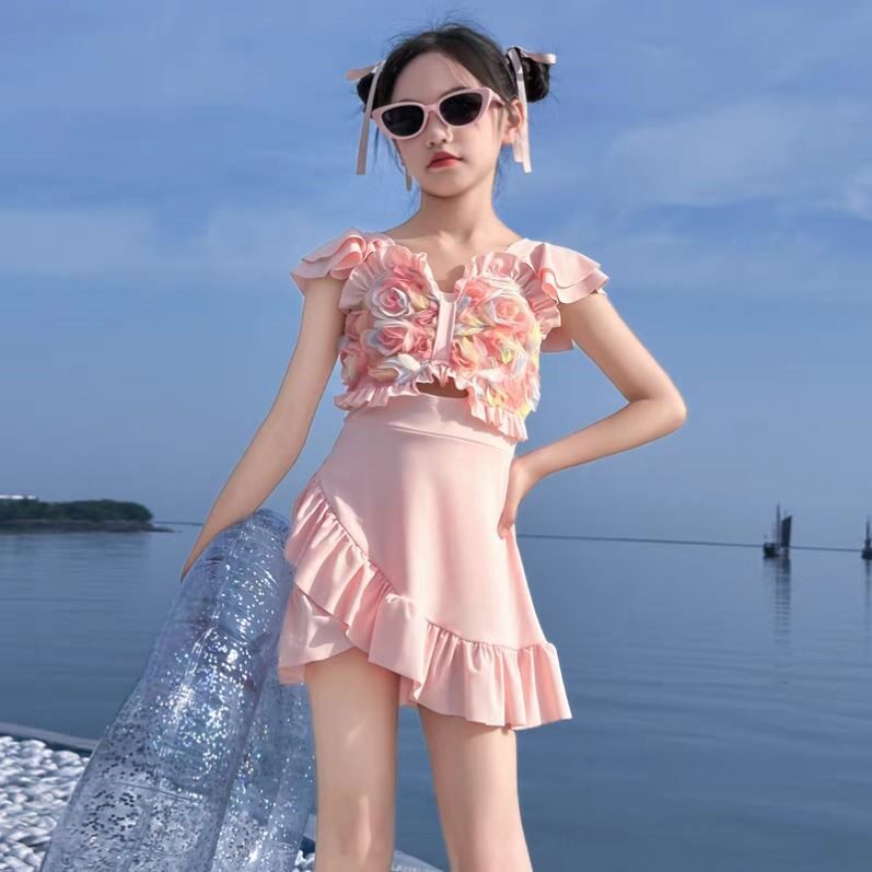 女童泳衣分体速干2025夏季新款儿童游泳衣女孩中大童防晒公主泳装