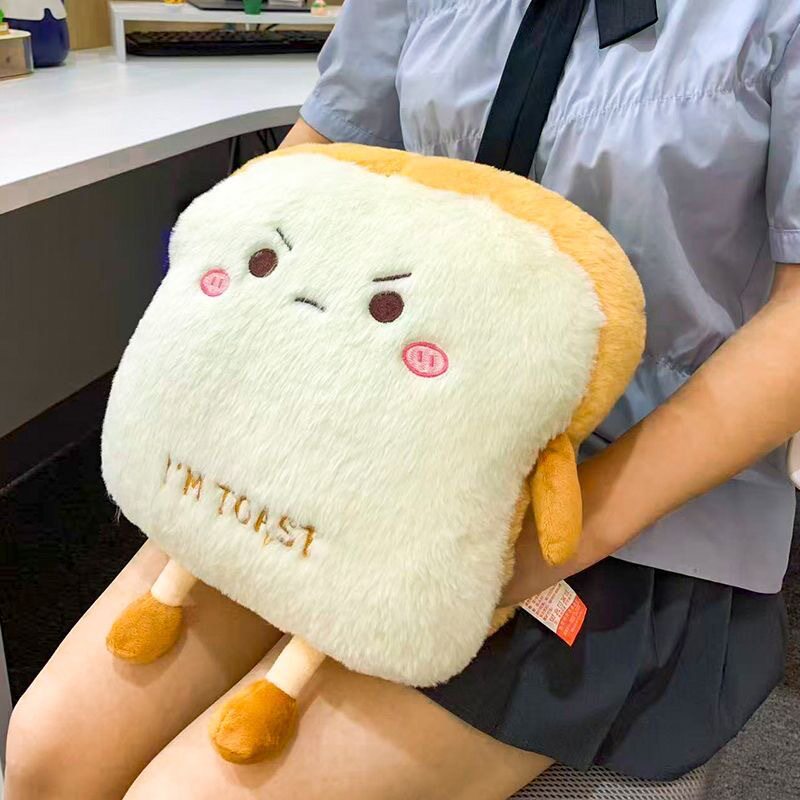 可爱吐司面包暖手抱枕插