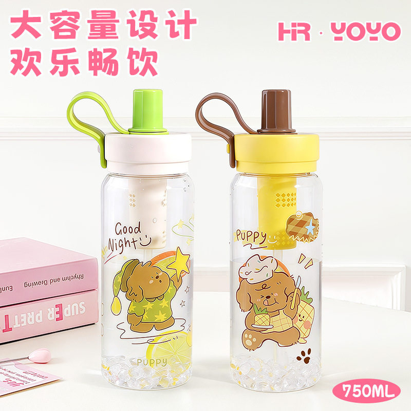 夏季吸管杯学花茶杯子带