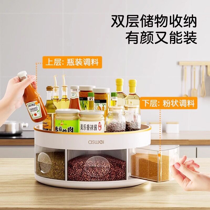 厨房收纳置物架盒旋转调