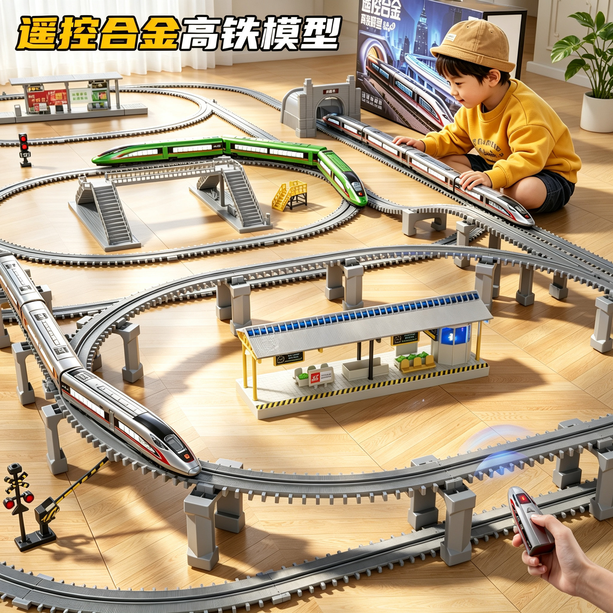 合金电动高铁模型轨道玩具车男孩仿真和谐号复兴号儿童小火车玩具
