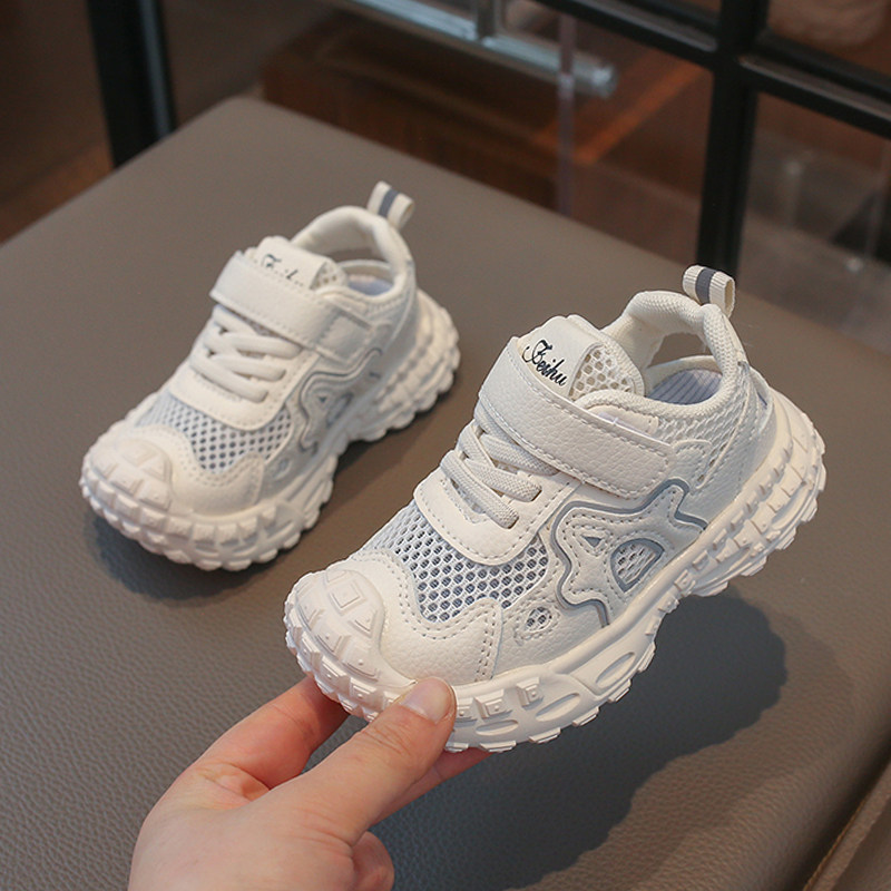 新款夏季男童1一3-6岁老爹鞋女童春夏款网面透气运动鞋休闲半凉鞋