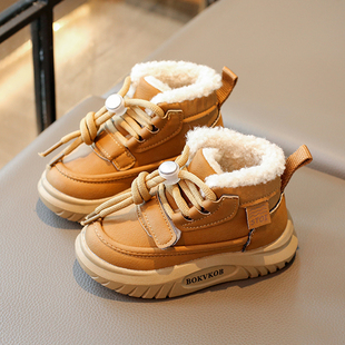 儿童冬季男宝宝女高帮1一6岁鞋子软底男童女童冬加厚加绒保暖棉鞋