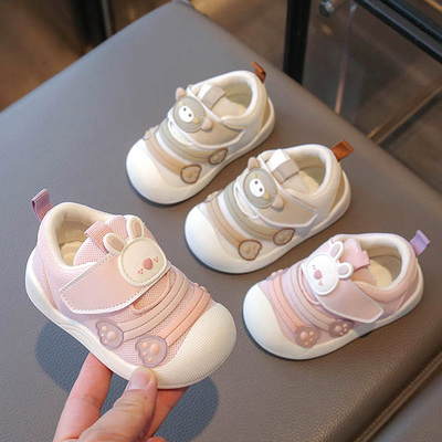 春秋女宝宝学步鞋0一1-4岁婴儿鞋子女童网面透气卡通儿童秋季童鞋