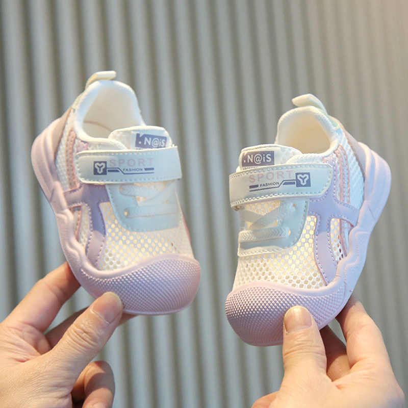 夏季女宝宝学步鞋0一1-4岁夏天单网面透气镂空婴儿12个月软底鞋子