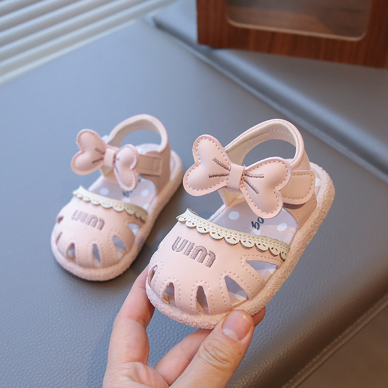 夏季女宝宝凉鞋婴儿0一1-4岁夏天学步女童公主鞋幼儿包头防踢鞋子