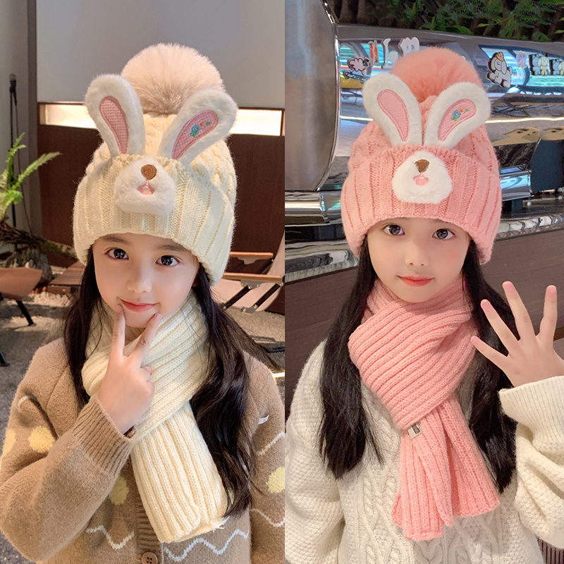 冬季可爱儿童毛线帽子围巾两件套