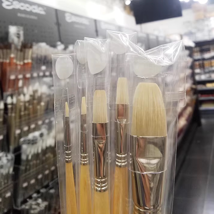 进口西班牙笔皇 Escoda 猪鬃油画笔 水粉笔 长杆平头 长锋 4829