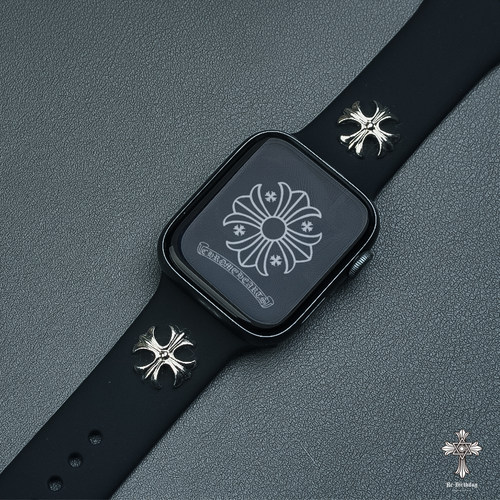 适用苹果手表45mm运动硅胶表带iwatch789复古克罗心ultra腕带49mm