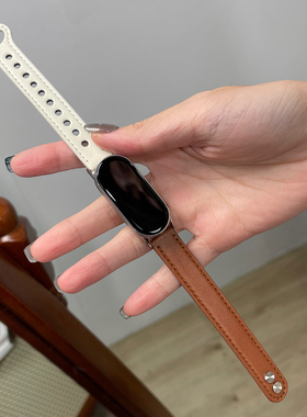 适用小米手环8910pro皮质表带华为手环910男女运动休闲腕带红米56