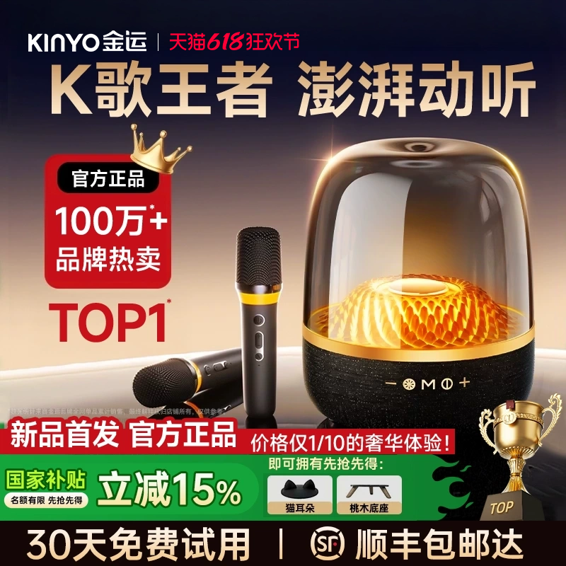 金运话筒音响一体麦克风家庭ktv音箱套装卡拉ok唱歌机用政府补贴